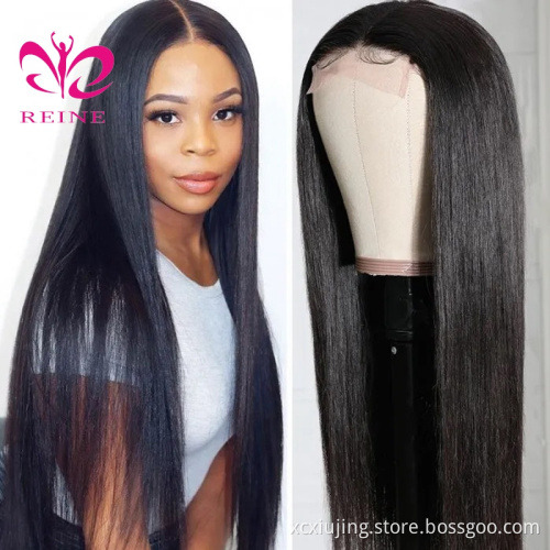 REINE   4x4 Lace Closure Wig Straight Human Hair Wigs 28",30" Pre Plucked  Remy double drawn human hair wigs